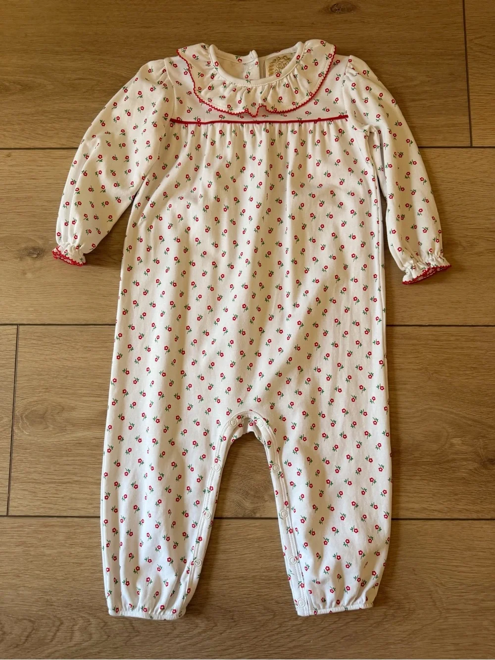The Beaufort Bonnet Company Cream One-Piece with Red Floral Print